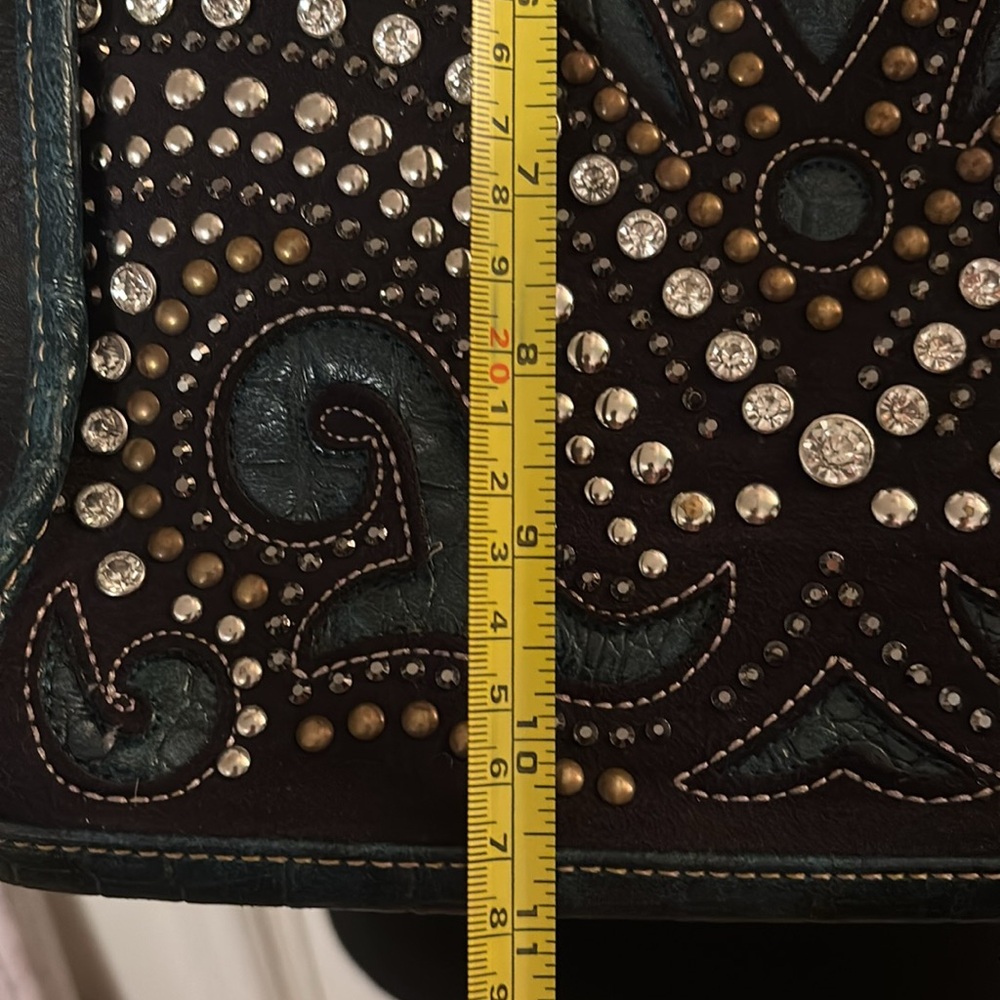 Montana West Blue Satchel with Studded Design - Picture 9 of 9